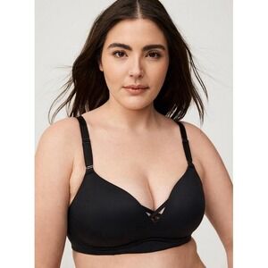 Torrid Curve Dream Wire Free Push Up‎ Plunge Bra Plus Size 46DD Black